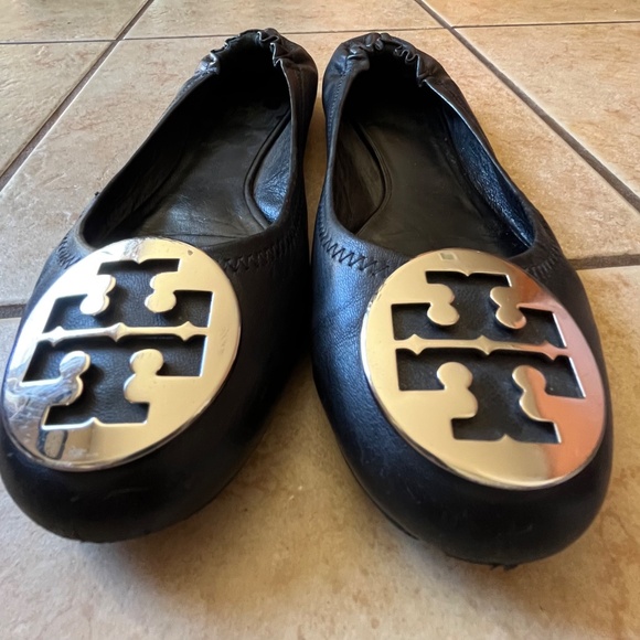 Tory Burch Reva Ballet Flats Leather Black Size 8.5 - Picture 4 of 13